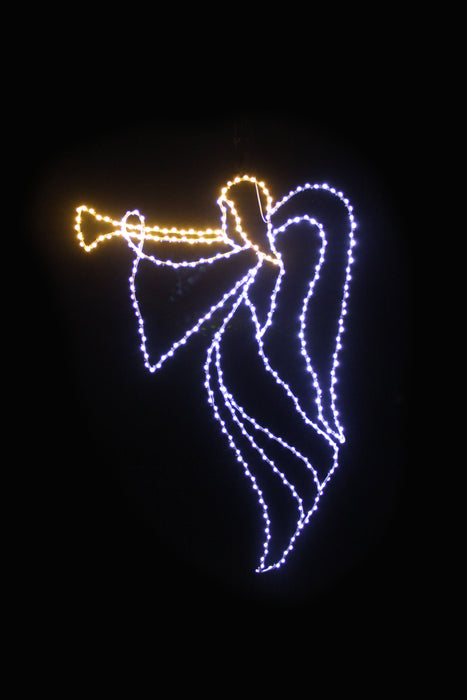 Angel with Horn - Facing Left Lights for Christmas