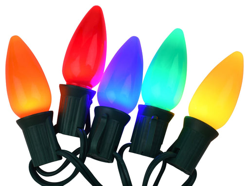 LED C9 Multi Opaque - Smooth - Retro Look Bulb - BAGS OF 25 Bulbs Lights for Christmas