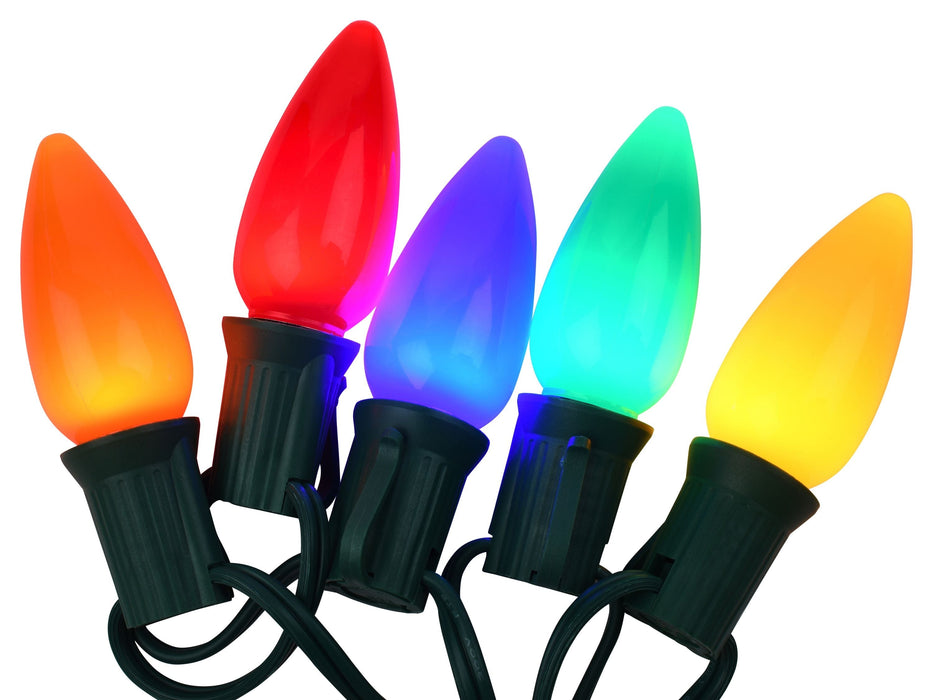 LED C9 Multi Opaque - Smooth - Retro Look Bulb - BAGS OF 25 Bulbs Lights for Christmas