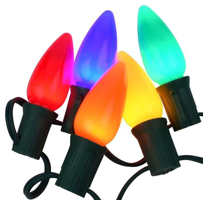 LED C9 Multi Opaque - Smooth - Retro Look Bulb - BAGS OF 25 Bulbs Lights for Christmas