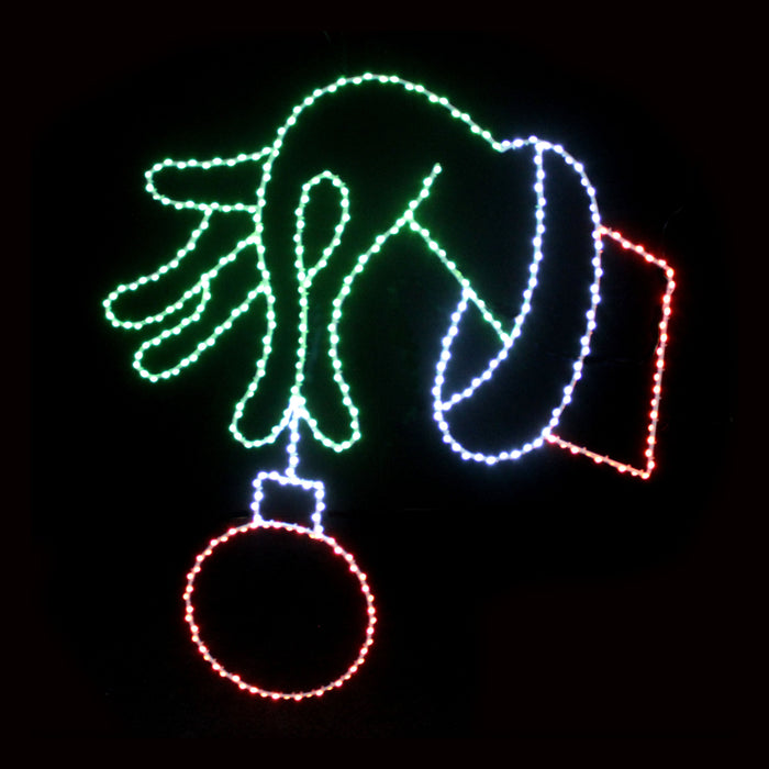 Grinch Hand with Ornament Lights for Christmas