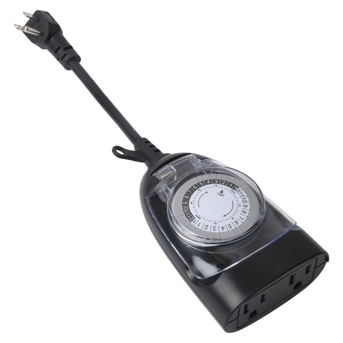 Outdoor Mechanical Timer - 15 amp- 2 outlets Power Lights for Christmas