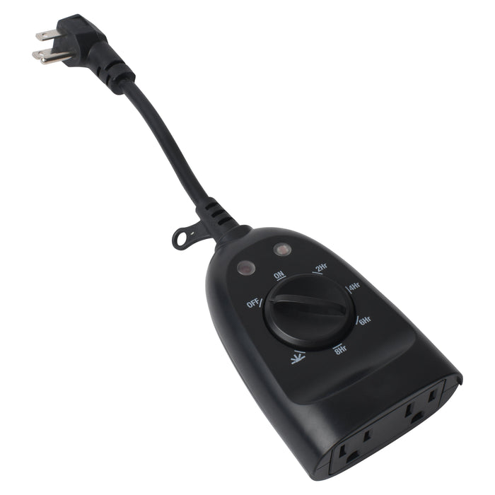 Photocell Timer - 15 amp- 2 outlets Power Lights for Christmas