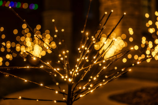 LED 36" Glimmer Spray Warm White with Twinkle Bulbs Spheres Lights for Christmas