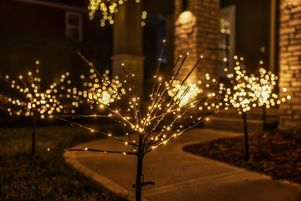 LED 36" Glimmer Spray Warm White with Twinkle Bulbs Spheres Lights for Christmas