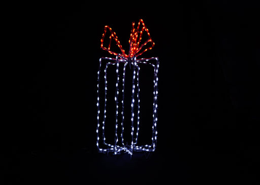 3D Giftbox Wire Decor - 28" Wire Décor Lights for Christmas Pure White with Red Bow