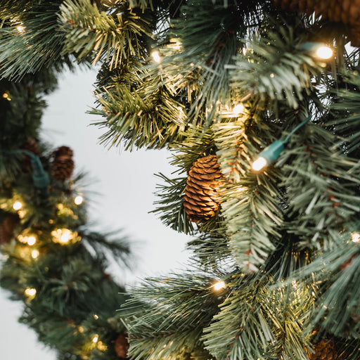 Mixed Evergreen Wreath Wreaths & Garland Lights for Christmas
