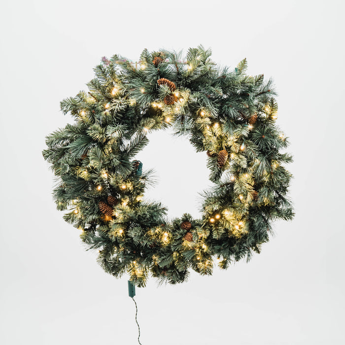 Mixed Evergreen Wreath Wreaths & Garland Lights for Christmas 36" Warm White