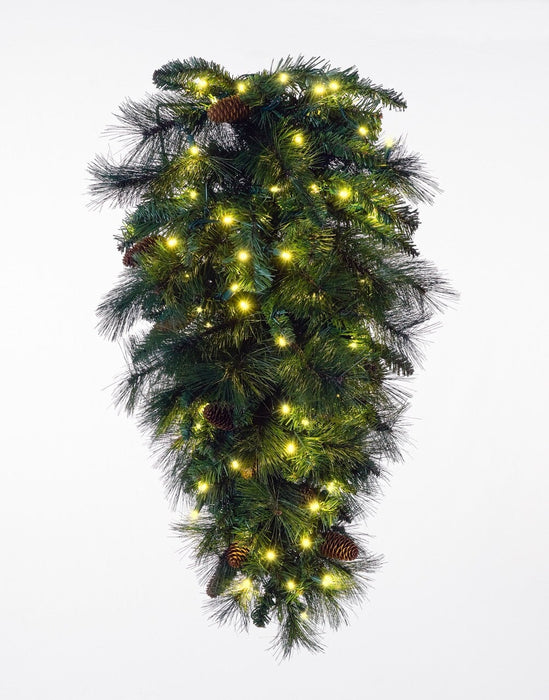 Sequoia Fir Tear Drop Wreaths & Garland Lights for Christmas 36" - Warm White