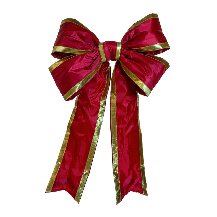 Nylon Red Bow with Gold Trim Bows & Decor Lights for Christmas