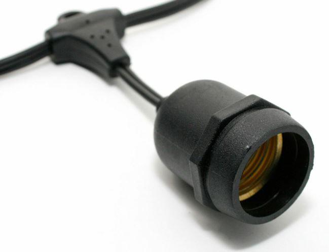 S14 SPT2 Black Cord - 24" spacing - 100' - Drop Sockets Cords & Connectors Lights for Christmas