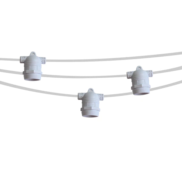 S14 SPT2 White Cord - 24" spacing - 100' - No Drop Sockets Cords & Connectors Lights for Christmas