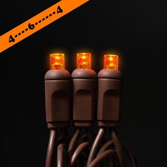 5mm Light Set 50ct Balled-4"- 6" Spacing (BW) Light Sets Lights for Christmas Amber