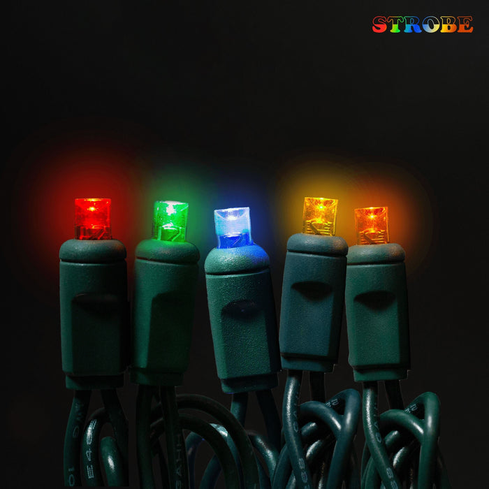 5mm Motion Light Set 50ct Balled-6" Spacing (Strobe / Twinkle) (Green Wire) Light Sets Lights for Christmas Rockefeller - Strobe (Multi)