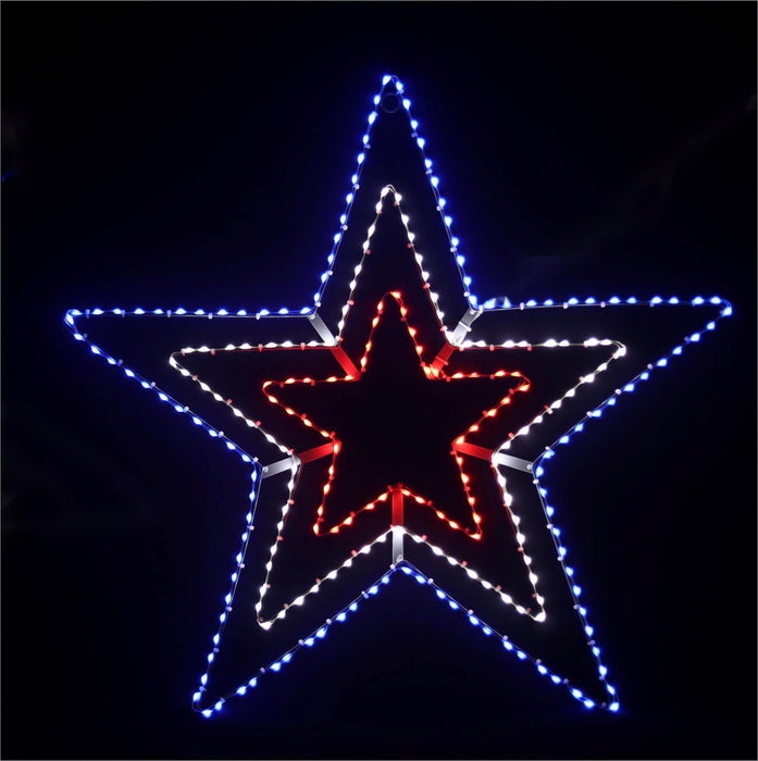 Patriotic Triple Star Wire Decor - 31" Lights for Christmas