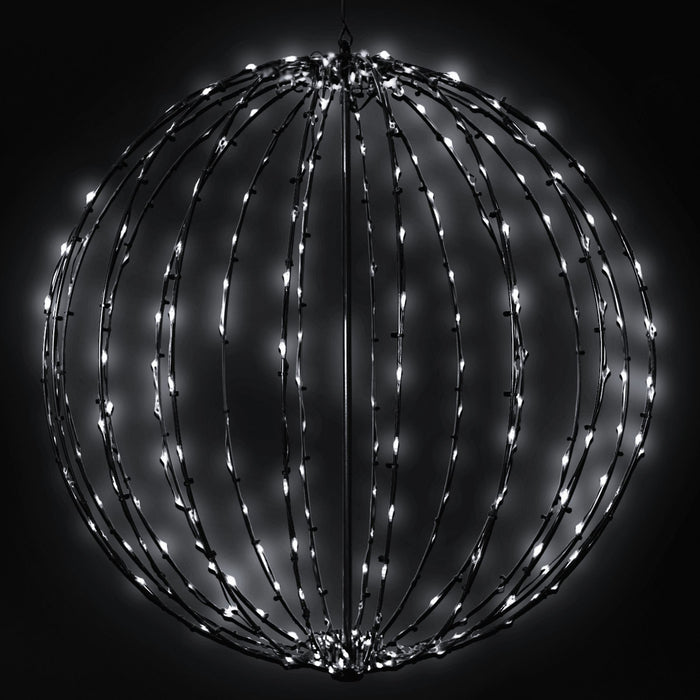 Foldable Sphere Brown Wire Spheres Lights for Christmas Pure White 15"