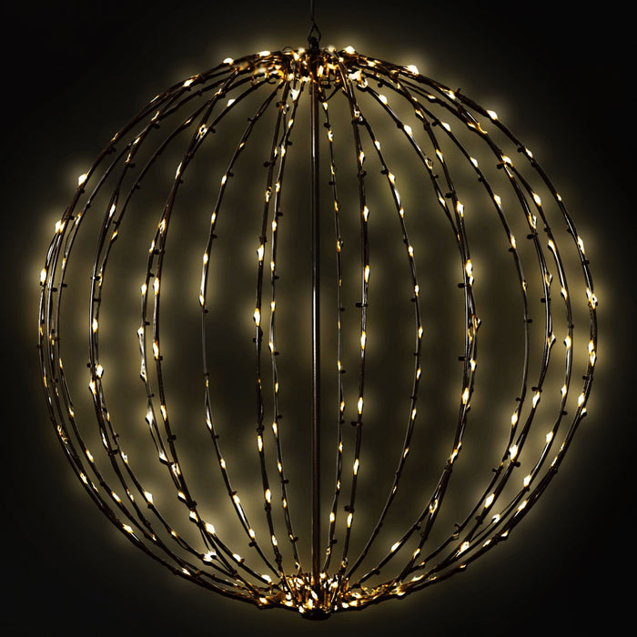 Foldable Sphere Brown Wire Spheres Lights for Christmas Warm White 15"