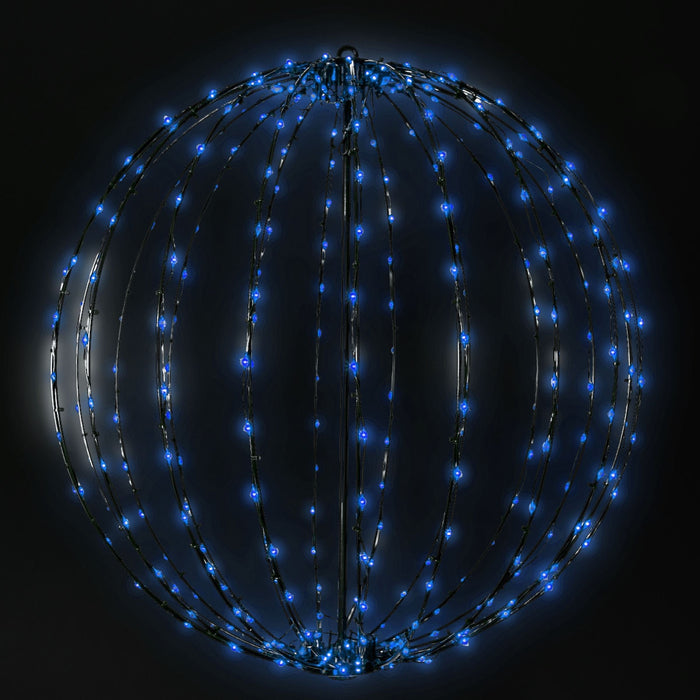 Foldable Sphere Brown Wire Spheres Lights for Christmas Blue 15"