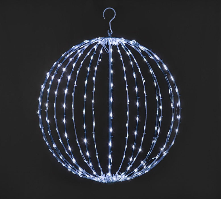 Foldable Sphere White Wire Spheres Lights for Christmas Pure White 15"