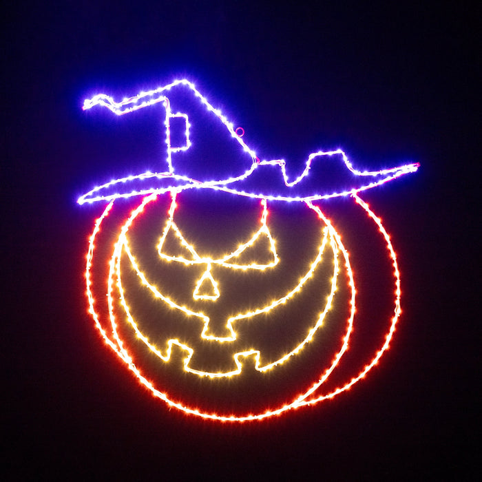 Pumpkin with Witch Hat Wire Decor - 36" Wire Décor Lights for Christmas