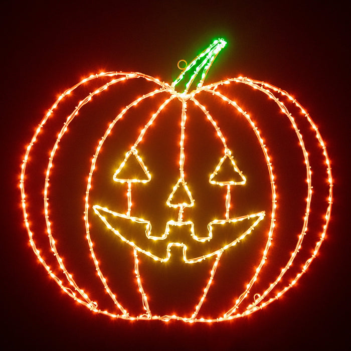 Smiling Pumpkin Wire Decor - 28" Wire Décor Lights for Christmas