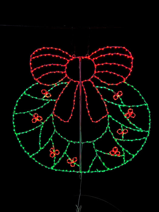 Wire Décor Wreath with Bow & Holly Wire Décor Lights for Christmas