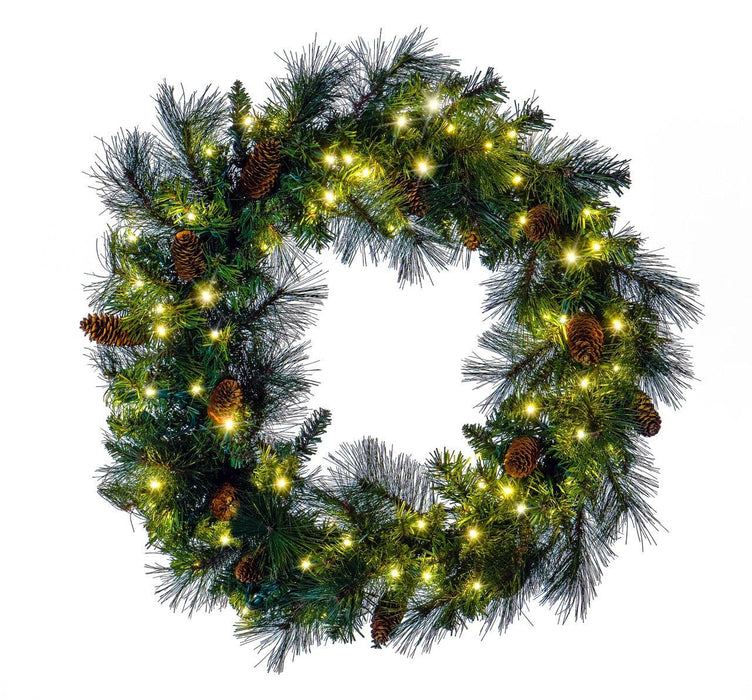 Mixed Noble Wreath Wreaths & Garland Lights for Christmas 30" Warm White