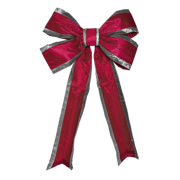 Red Bow with Silver Trim Bows & Decor Lights for Christmas 