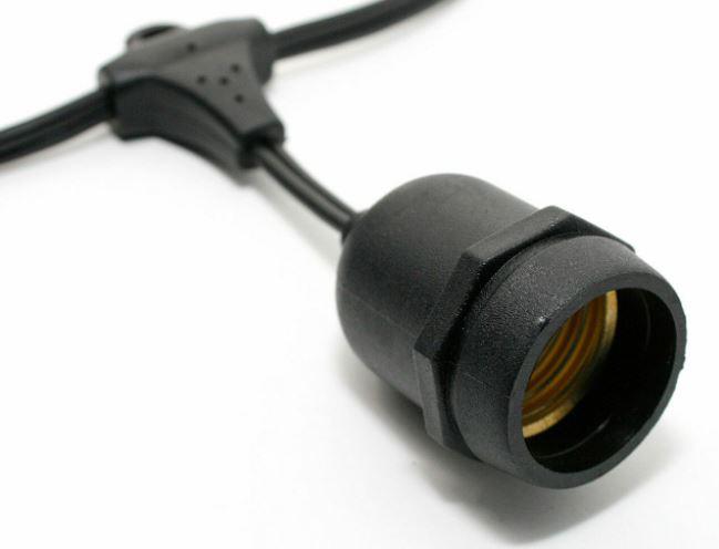 S14 SPT2 Black Cord - 24" spacing - 100' - Drop Sockets Cords & Connectors Lights for Christmas 