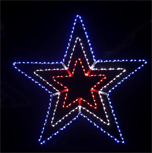 Patriotic Triple Star Wire Decor - 31" Lights for Christmas 