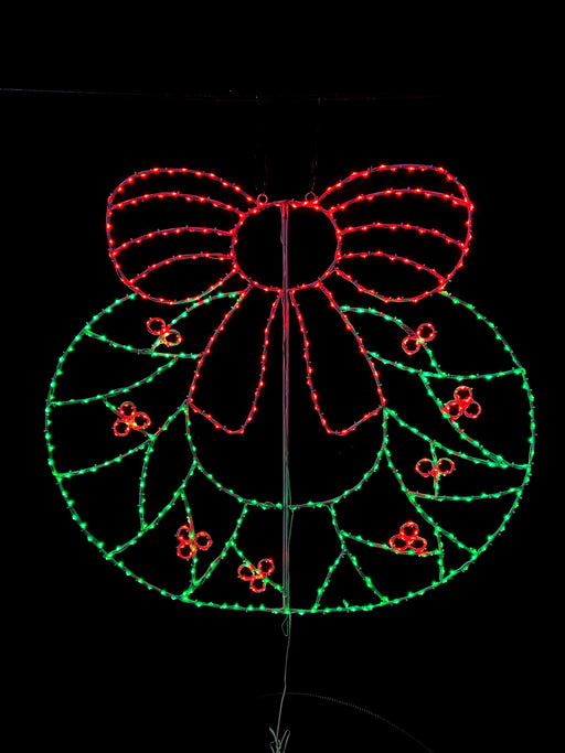 Wire Décor Wreath with Bow & Holly Wire Décor Lights for Christmas 